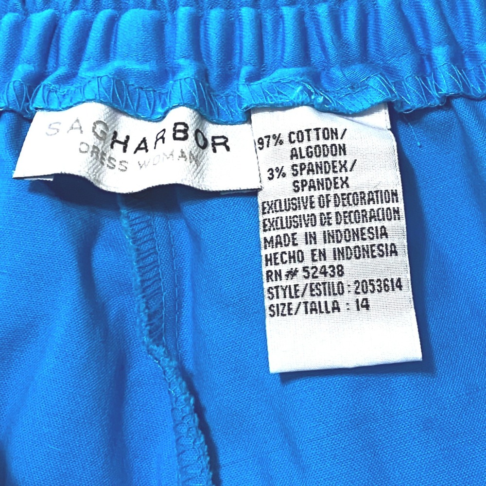 Tropical Coastal Pull On Womens Pants Size 14 Blue Embroidered Fish Cruisewear - Picture 6 of 7